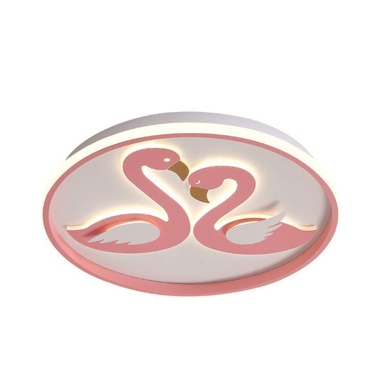 Romantic Swan Flushmount Led Ceiling Light - Modern Acrylic Design In Pink