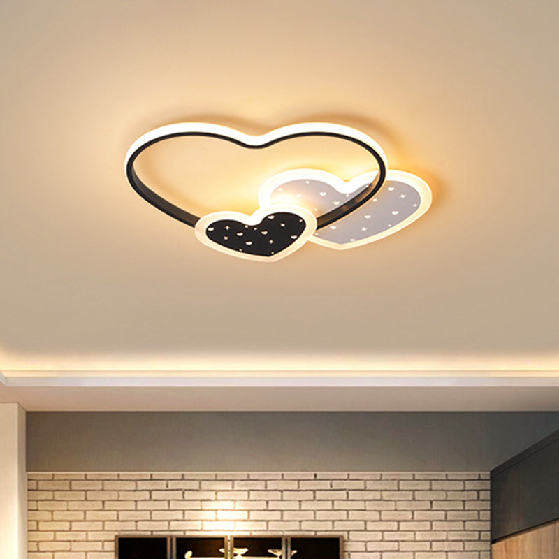 Love Family Flushmount Macaron Led Ceiling Light For Kids Room- Pink/Black Black