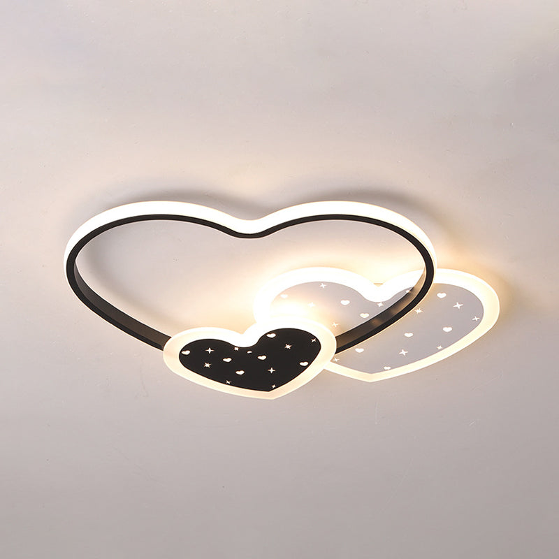 Love Family Flushmount Macaron Led Ceiling Light For Kids Room- Pink/Black