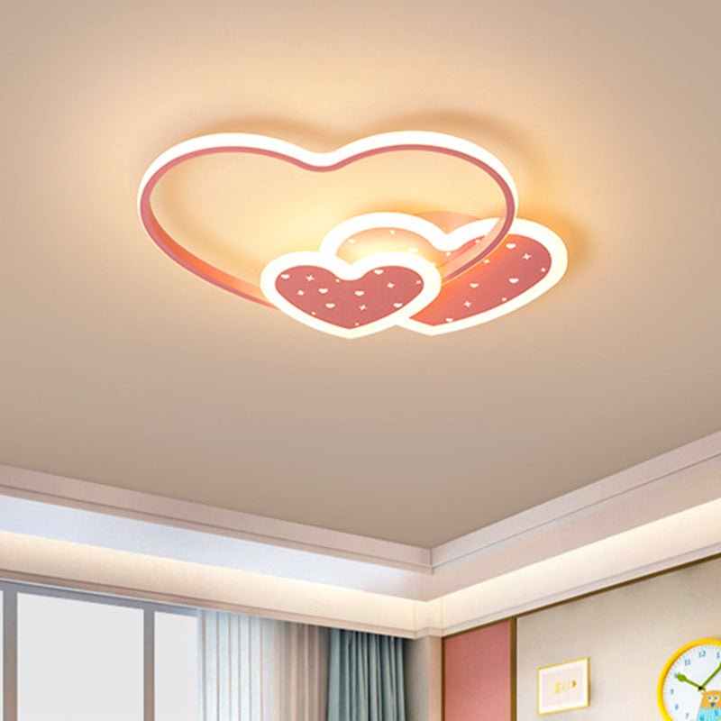 Love Family Flushmount Macaron Led Ceiling Light For Kids Room- Pink/Black Pink