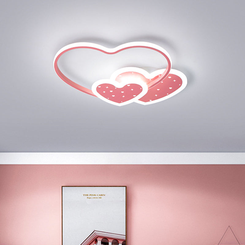 Love Family Flushmount Macaron Led Ceiling Light For Kids Room- Pink/Black