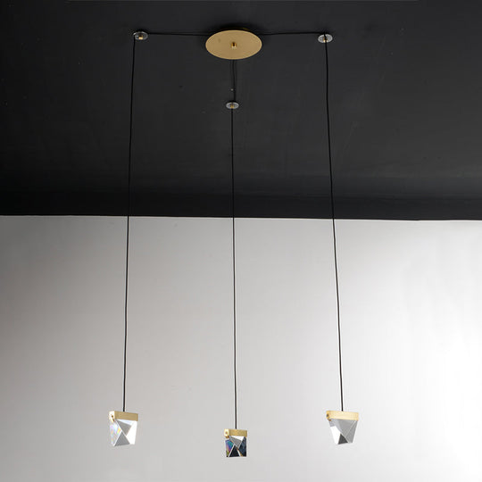 Gorgeous 3/6-Light Gem Multi Ceiling Pendant Lamp Kit With Led Beveled Crystal And Simple Brass