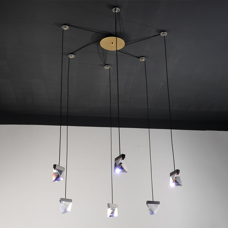 Gorgeous 3/6-Light Gem Multi Ceiling Pendant Lamp Kit With Led Beveled Crystal And Simple Brass