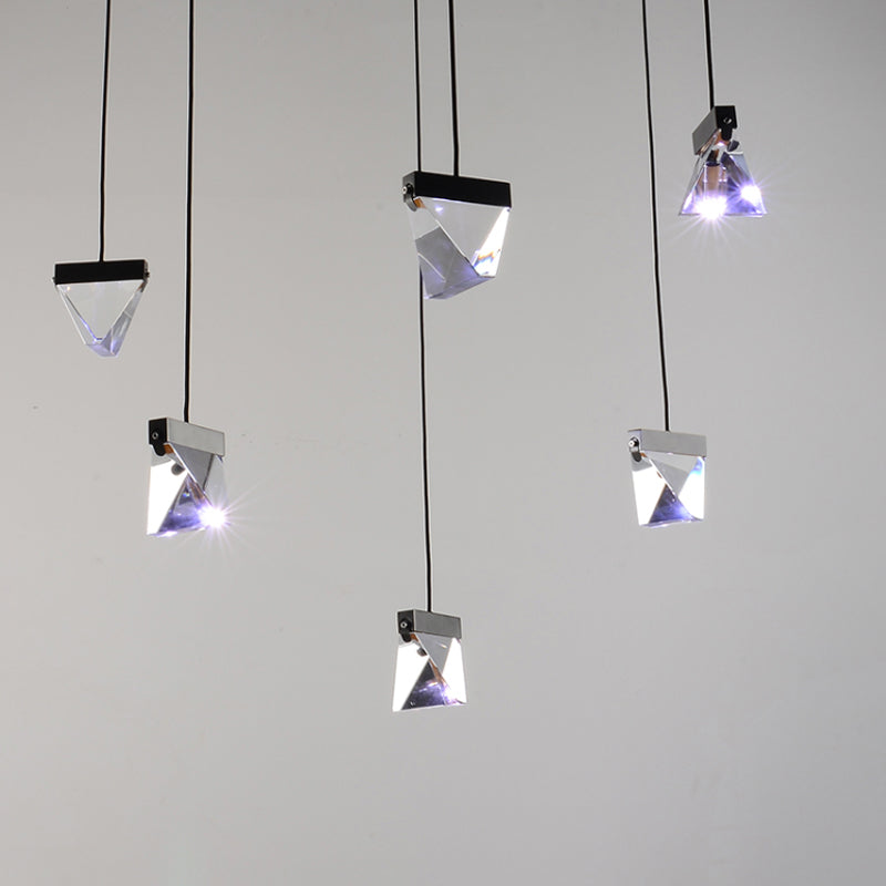 Gorgeous 3/6-Light Gem Multi Ceiling Pendant Lamp Kit With Led Beveled Crystal And Simple Brass