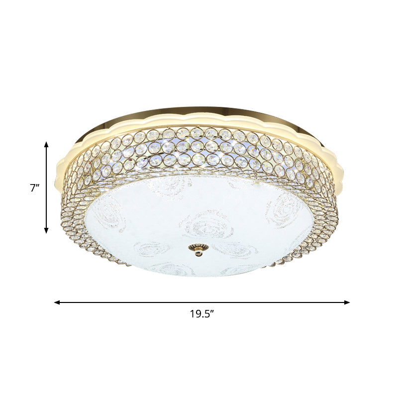 Led Crystal Bead Flushmount Lamp For Foyer - Modernist Circle Design 16’/19.5’ Wide