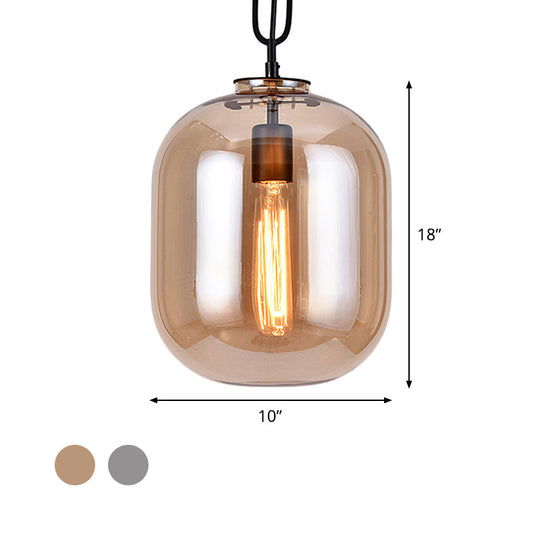 Smoke Gray/Cognac Glass Industrial Ceiling Pendant Lamp - 1 Head 10’/14’ Wide