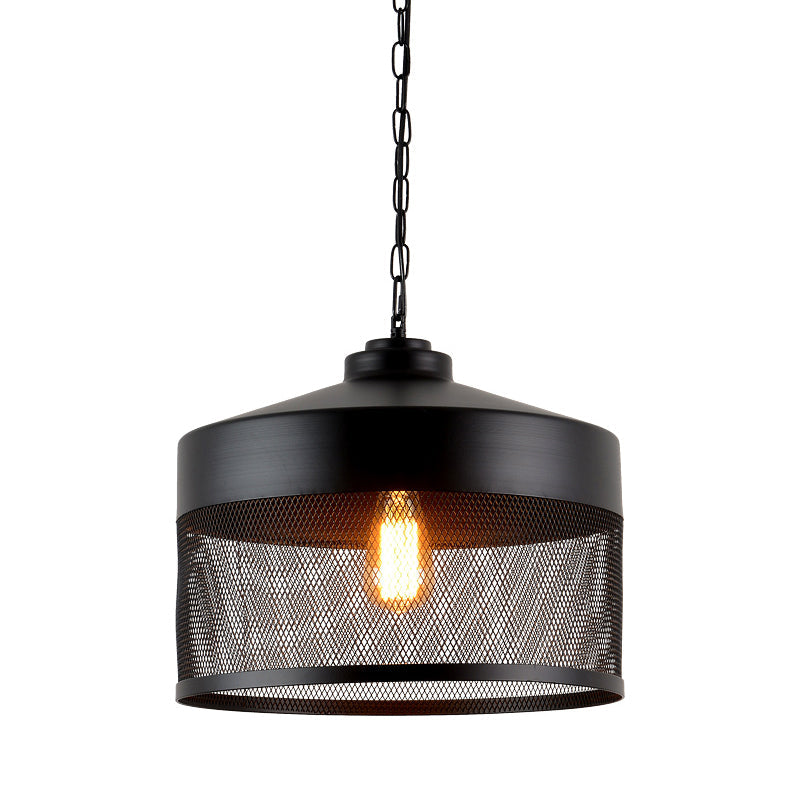 Farmhouse Cage Iron Ceiling Light - Pear-Shaped Mini Suspension Lamp (Black) Ideal For Restaurants