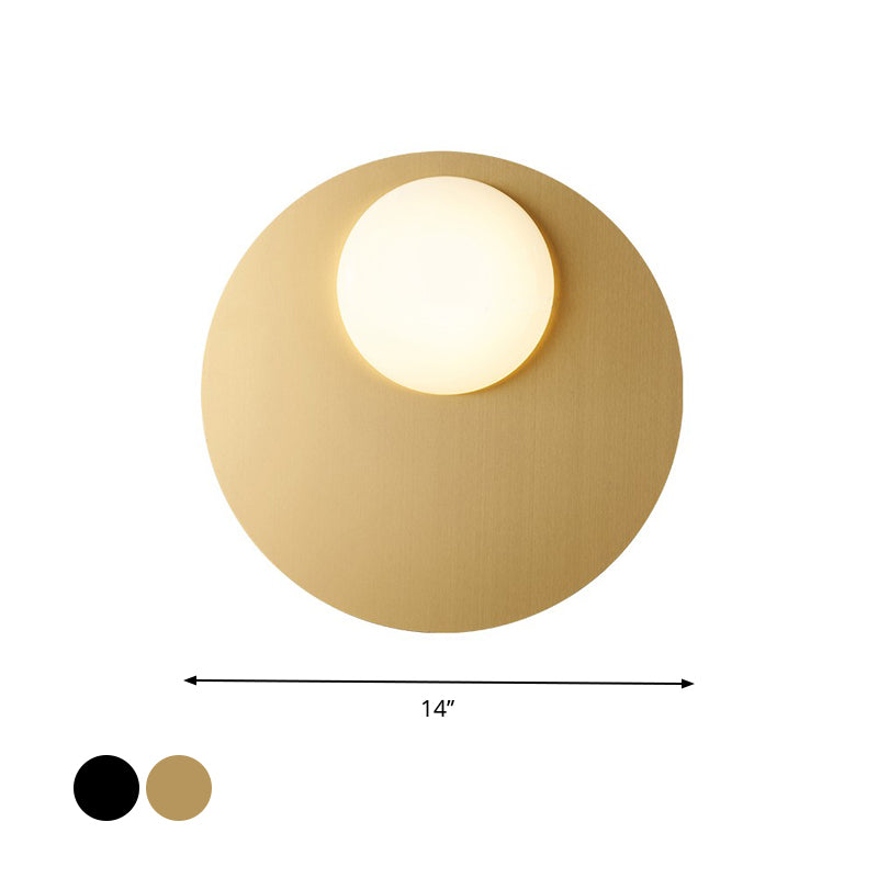 Modern Cream Glass Flush Mount Lamp: Designer 1 - Light Ceiling Fixture With Black/Brass Disk Top