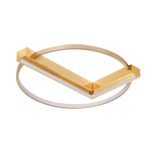 Minimalist Gold Flush Mount Led Ceiling Light Fixture Aluminum 18/23.5 Width - Ideal For Living Room