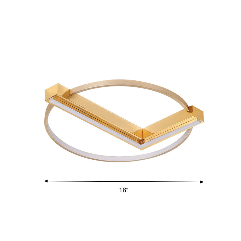 Minimalist Gold Flush Mount Led Ceiling Light Fixture Aluminum 18’/23.5’ Width - Ideal For