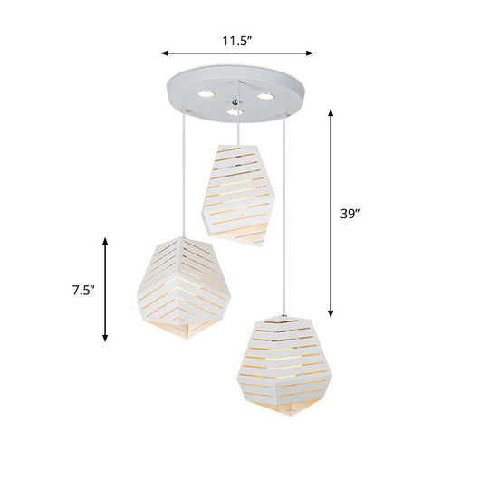 Hollowed Rock Shape Pendant Iron Lighting Fixture - Modern 3-Light Suspension For Dining Table White