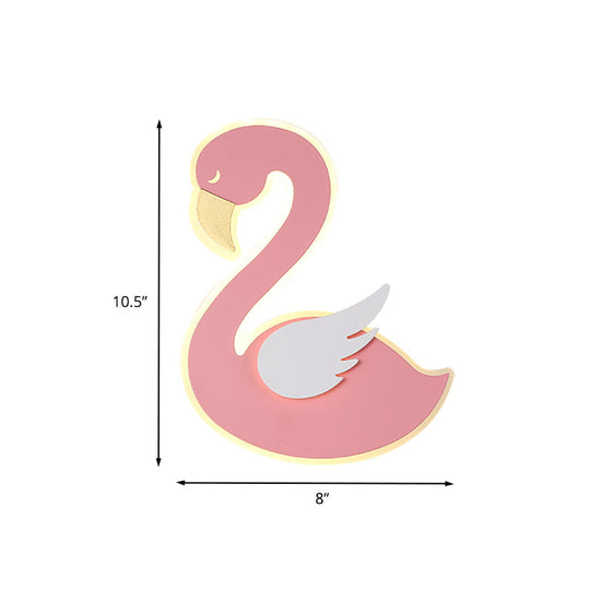 Swan Wall Lamp Cartoon Led Flush Mount Sconce - Pink Left/Right Facing Ideal For Baby Room