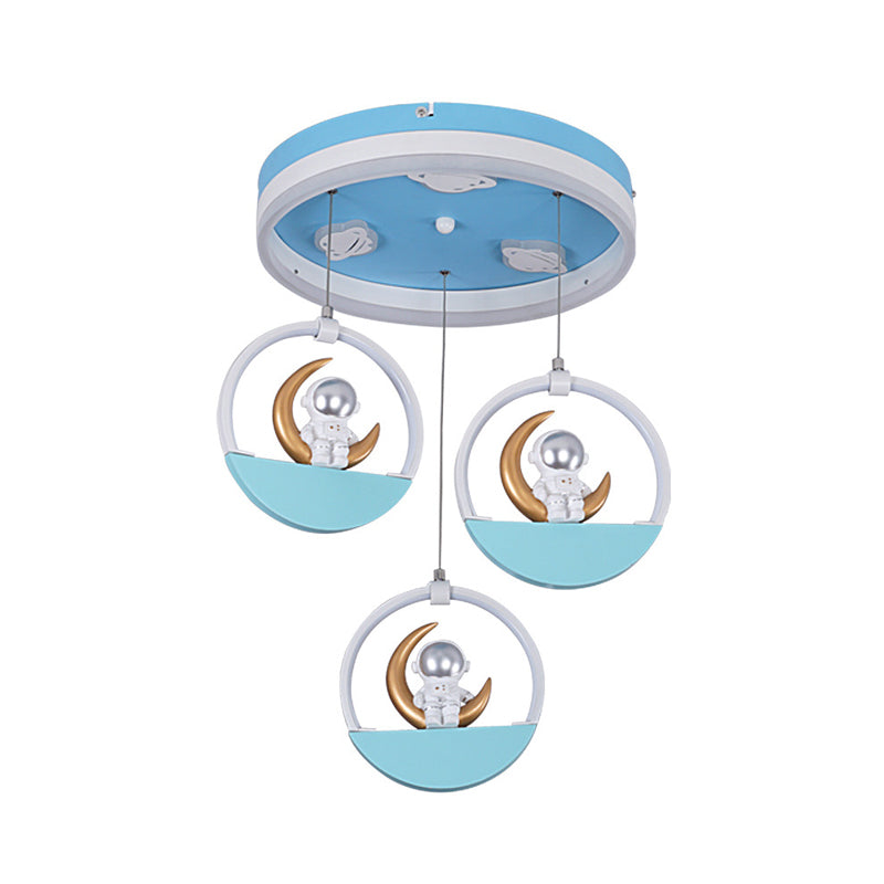 Spaceman Moon Led Flush Light For Kids’ Room With Acrylic Shade - Gold/Silver