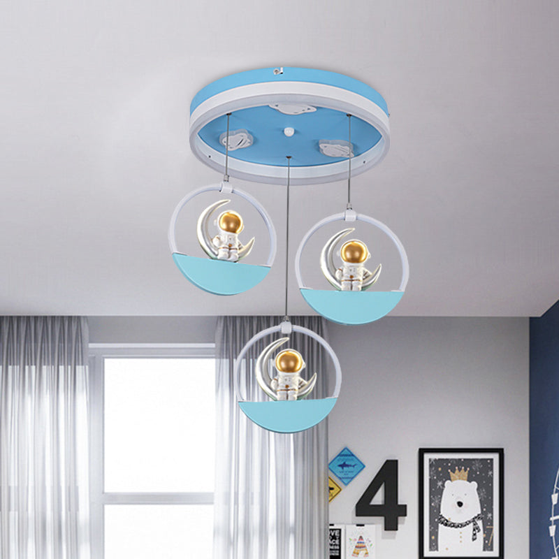 Spaceman Moon Led Flush Light For Kids’ Room With Acrylic Shade - Gold/Silver