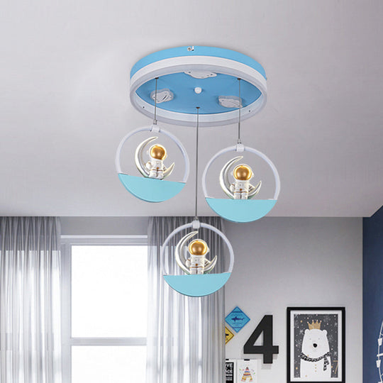 Spaceman Moon Led Flush Light For Kids’ Room With Acrylic Shade - Gold/Silver