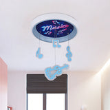 Kids Draping Guitar Rhythm Ceiling Lamp With Led Flush Mount In Pink/Blue For Metal-Themed Bedrooms