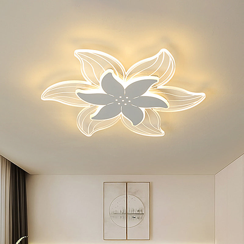 Ultrathin Led Ceiling Flush Mount Light - White Petal Acrylic Design For Bedroom