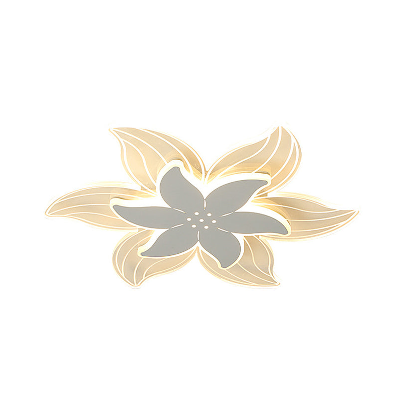Ultrathin Led Ceiling Flush Mount Light - White Petal Acrylic Design For Bedroom