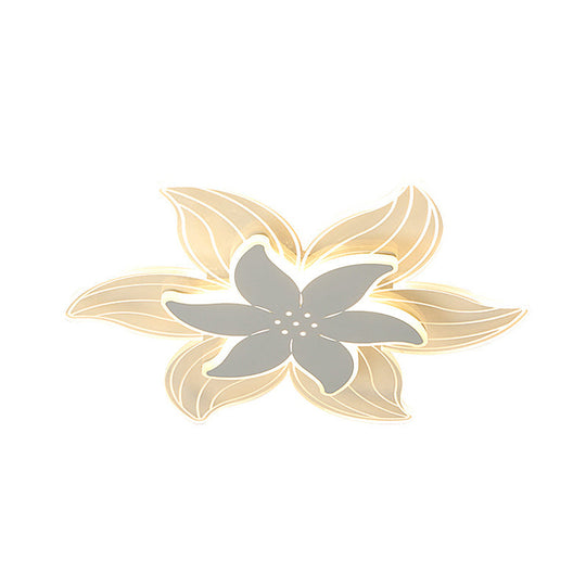 Ultrathin Led Ceiling Flush Mount Light - White Petal Acrylic Design For Bedroom
