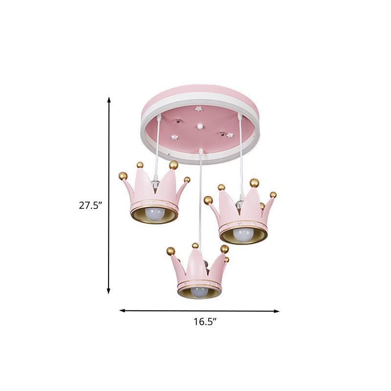 Kids 3 - Light Pink Led Flush Ceiling Lamp With Acrylic Loop Shape And Crown Draping Shade