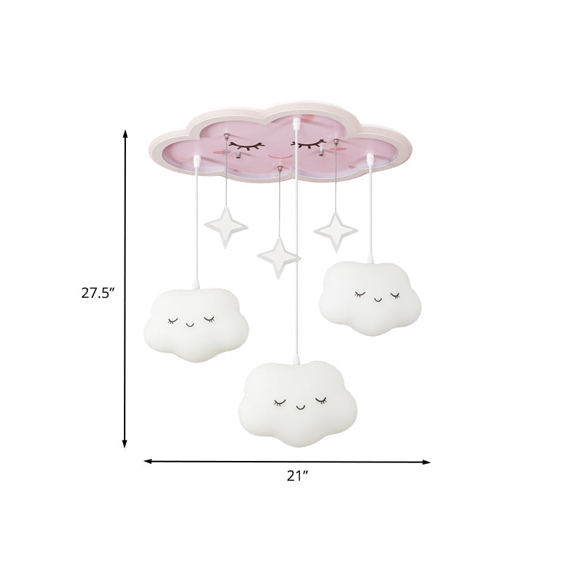 Children’s Sweet Dream Cloud Led Ceiling Light For Bedroom - With Draping Acrylic And Flush Mount