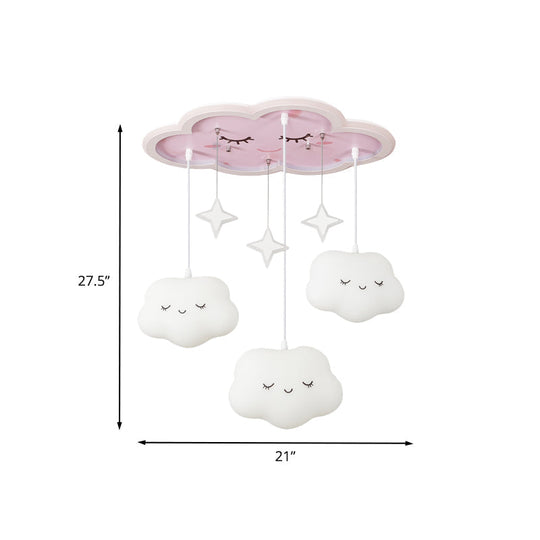Children’s Sweet Dream Cloud Led Ceiling Light For Bedroom - With Draping Acrylic And Flush Mount