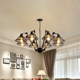 Industrial Black Finish Dome Mesh Chandelier - 6/8 Lights Iron Pendant