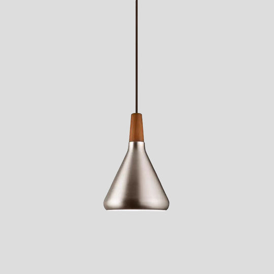 Silver Industrial Cone Ceiling Pendant Light - 1-Light Aluminum Suspension Lamp 7’/10.5’/16’ Wide