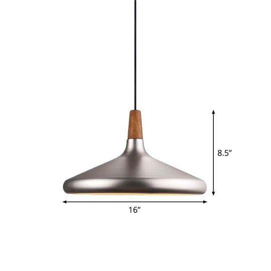 Silver Industrial Cone Ceiling Pendant Light - 1-Light Aluminum Suspension Lamp 7’/10.5’/16’ Wide