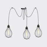 Vintage Iron Pear Cage Swag Pendant Lamp Black Multiple Hanging Lights 2/3/6 Light Options
