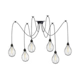 Vintage Iron Pear Cage Swag Pendant Lamp Black Multiple Hanging Lights 2/3/6 Light Options