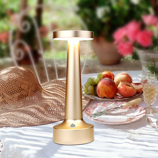 Modern Circle Dining Table Lamp - Waterproof Led Desk Light Metallic Finish In Black/Silver/Gold