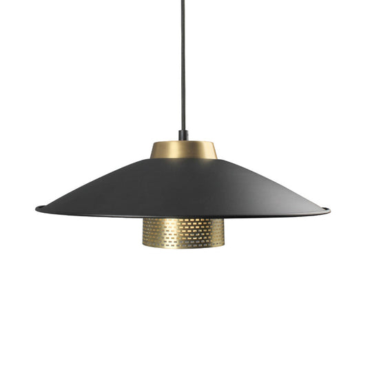 Modernist Black Wide Flare Ceiling Light: Metal Hanging Pendant Lamp For Restaurants