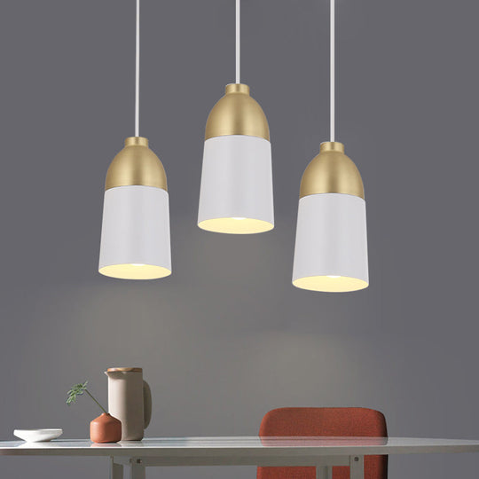 Postmodern White & Gold Half Capsule Pendant Lamp - 1 Head Metal Ceiling Suspension Light