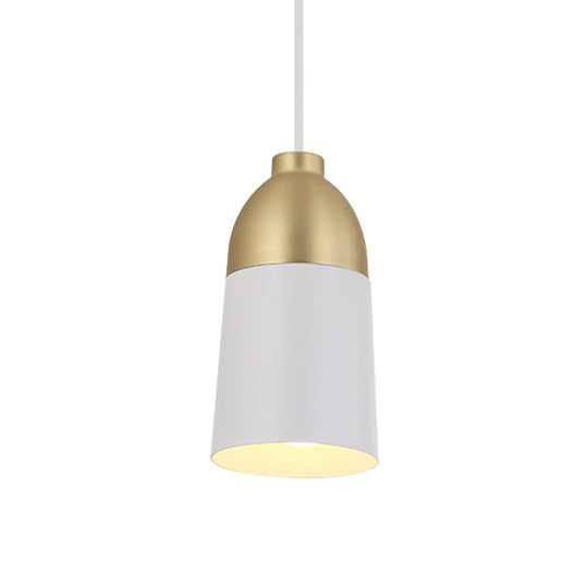 Postmodern White & Gold Half Capsule Pendant Lamp - 1 Head Metal Ceiling Suspension Light