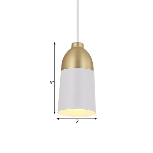 Postmodern White & Gold Half Capsule Pendant Lamp - 1 Head Metal Ceiling Suspension Light