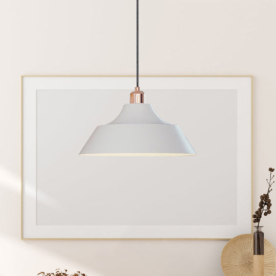Sleek 1-Head Dining Room Pendant Light With Modern Matte White Finish And Barn Iron Shade
