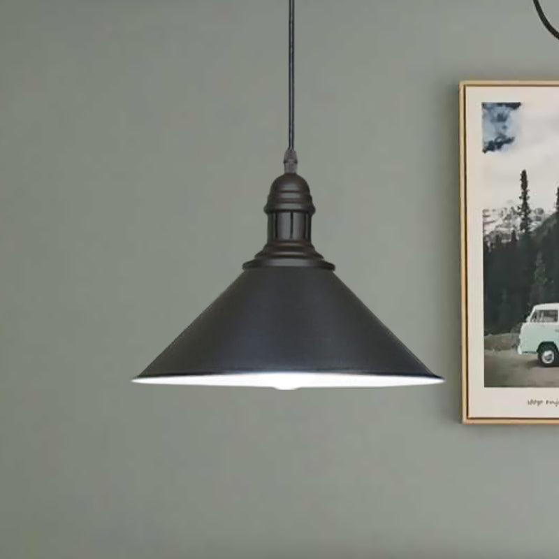 Farmhouse Style Metal Ceiling Pendant Black/White Finish Indoor Hanging Light Fixture Black
