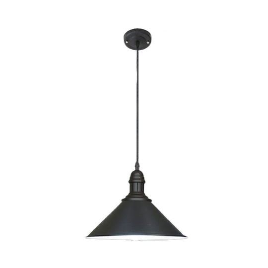 Farmhouse Style Metal Ceiling Pendant Black/White Finish Indoor Hanging Light Fixture