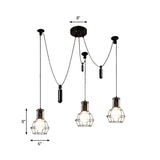 Black Caged Pendant Farmhouse Light Fixture With Multiple Heads