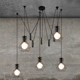 Black Caged Pendant Farmhouse Light Fixture With Multiple Heads 5 /