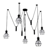 Black Caged Pendant Farmhouse Light Fixture With Multiple Heads