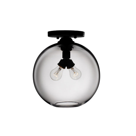 Industrial Style Semi-Flush Ceiling Light With Globe Shade In Red/Brown/Blue Glass For Dining Room