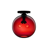 Industrial Style Semi-Flush Ceiling Light With Globe Shade In Red/Brown/Blue Glass For Dining Room