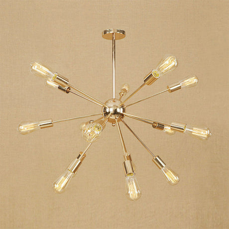 Copper/Chrome Sputnik Chandelier - Retro Metal Pendant Light With 9/12 Lights Stylish Ceiling Lamp