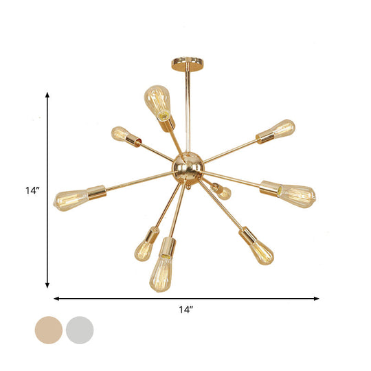 Retro Copper/Chrome Chandelier - Stylish 9/12 Lights Pendant Light For Over Table