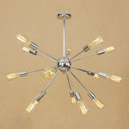 Retro Copper/Chrome Chandelier - Stylish 9/12 Lights Pendant Light For Over Table 15 / Chrome