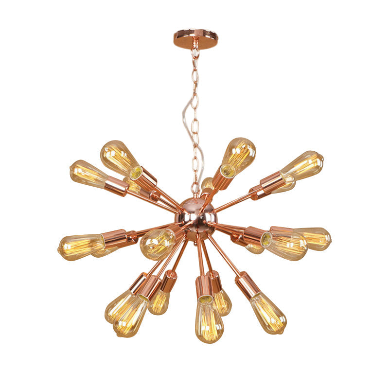 Farmhouse 18/21-Light Iron Chandelier: Copper/Gold Sputnik Ceiling Fixture For Dining Room