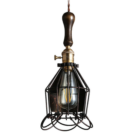 Vintage Metal Mini Cage Wall Lighting Pendant Ceiling Light With Petal Shade And Rust Finish