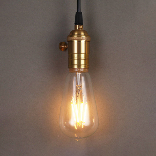 Industrial Vintage Bare Bulb Pendant Light With Brass Finish - Ideal For Restaurants